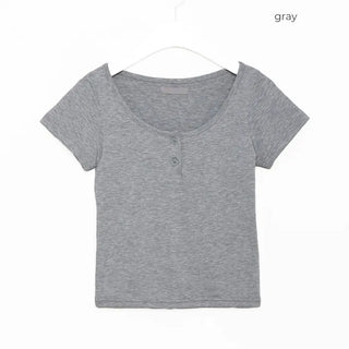 2-button round short-sleeved T-shirt
