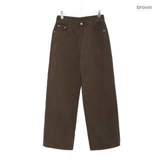 Button-down wide cotton pants