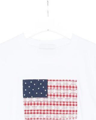 Gingham Lace American Semi-Cropped Half T-Shirt
