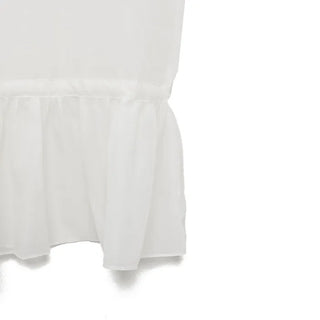 See-through camisole shirred dress