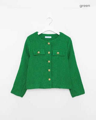 Gold button round tweed jacket