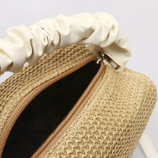 Shirred rattan square bag