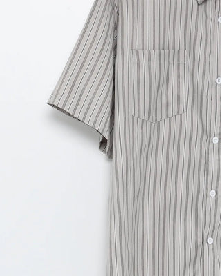 (Unisex) Striped Wide Hood Short Sleeve Shirt