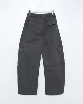 Wide-fit cargo pants with elastic back waistband