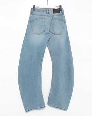 Low-waist curved light denim jeans