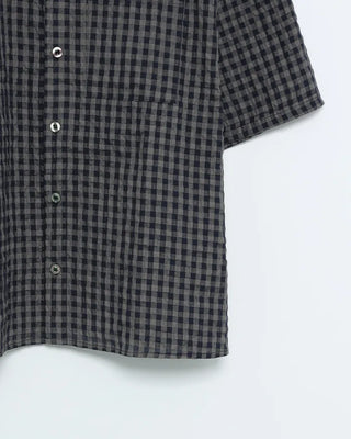 Embossed check crop short-sleeved shirt