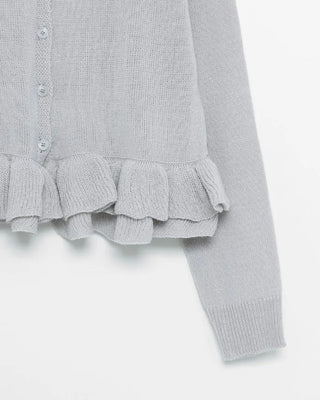 Frilled round neck cardigan