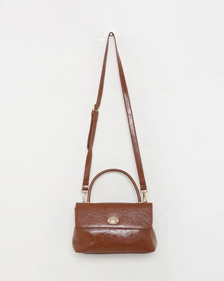 One-button leather handbag