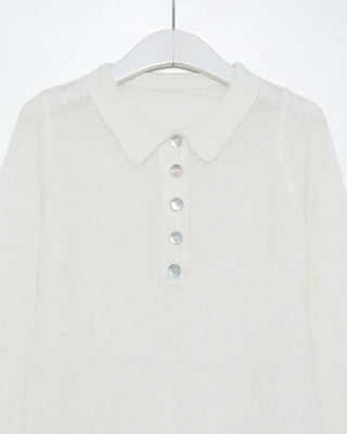 See-through half-open collar knit