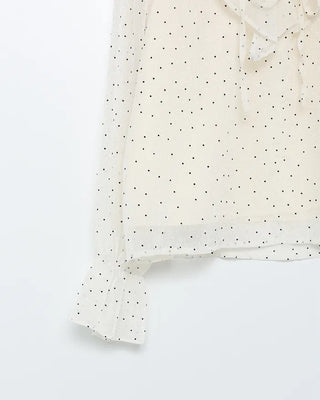 Big frill colored polka dot pattern blouse