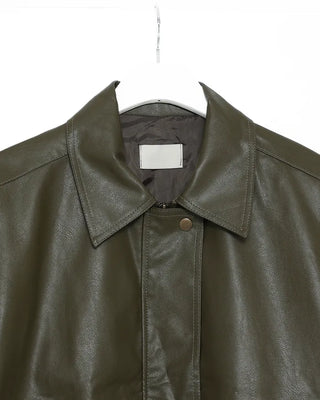 Zip-fly leather blouson jacket