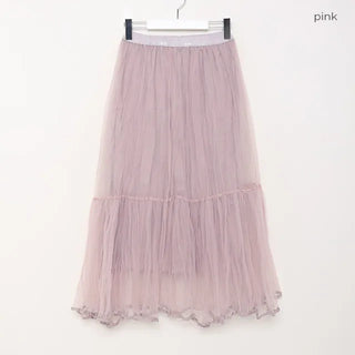 Chiffon wrinkle long skirt