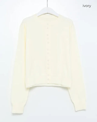 Anti-pilling color crew neck cardigan