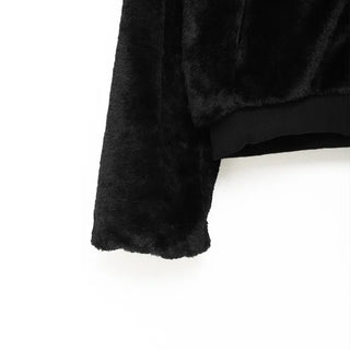 Fur cropped hooded zip-up