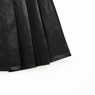 Faux leather pleated mini skirt