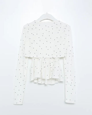 Bust Ribbon Dot Sleeveless Top & Cardigan Set