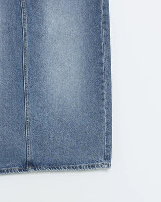 Washed denim skirt