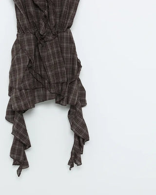 Frill Point Check Sleeveless Top