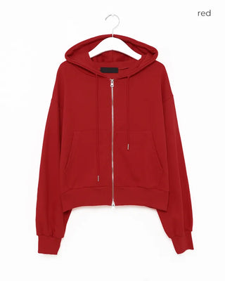 Cropped double-zip hoodie