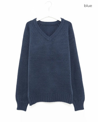 (Unisex) V-neck basic knit