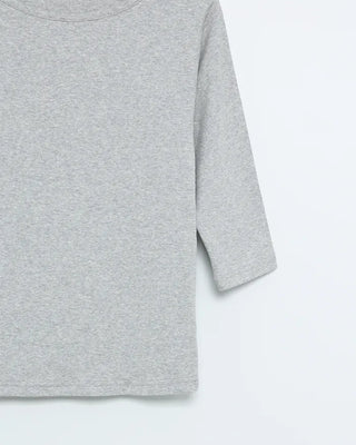 Bateau neck cropped sleeve shirt