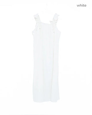 Shoulder Ribbon String Long Dress