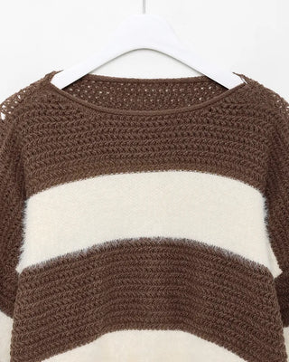 Striped fur crop knit