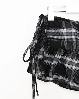 Checked layered skirt