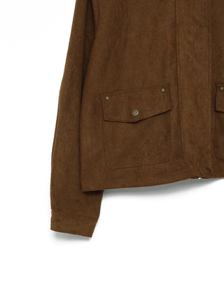 Leather color-point suede jacket