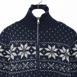 Snowflake Pattern Zip Knit