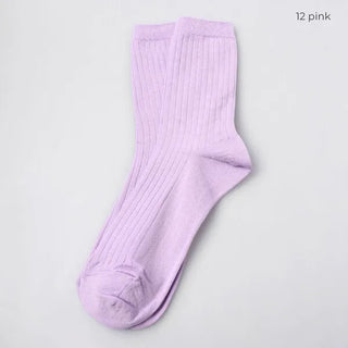 Cotton ribbed long socks