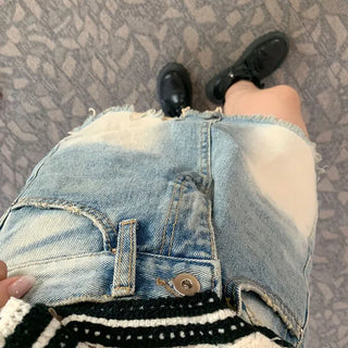 Vintage washed denim mini skirt
