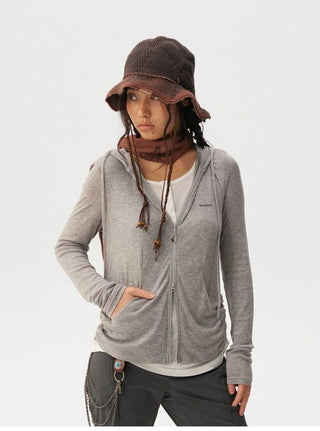 [Monterest] Lyocell Wool Blend Layered Hooded Knit Jacket