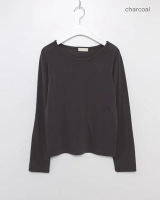 Brushed Cotton Loose Long-Sleeve T-Shirt
