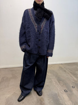 [NeverSeez] Two-Tone Jacquard Knit Cardigan