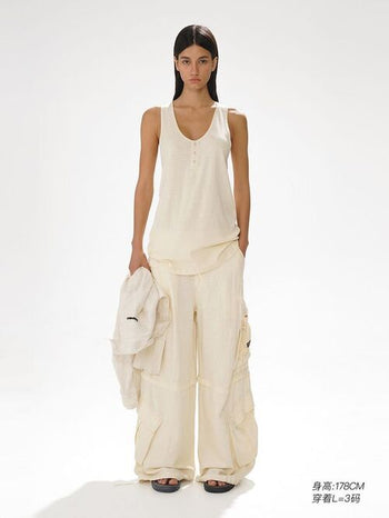 [MASONPRINCE] Button Sleeveless top