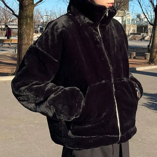 Basic fur zip jacket
