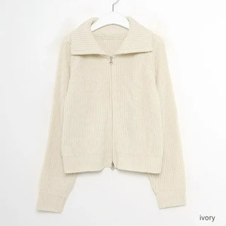 Raglan knit zip-up