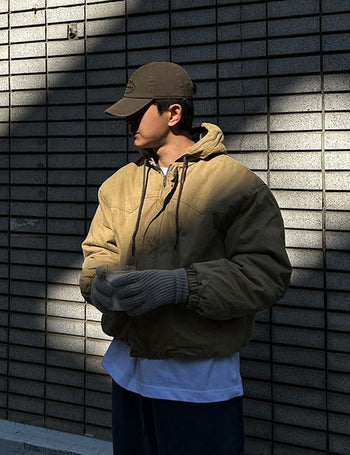 Vintage Washed Work Hooded Padded Jacket (3 colors)
