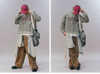 [Monterest] Washed Split-Neck Graphic Sweatshirt