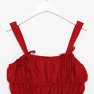 Ribbon detail shirred camisole