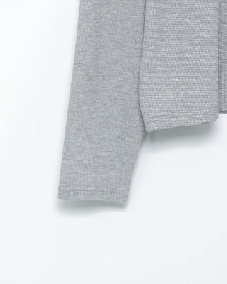 (Unisex) Semi-Cropped Waffle Long Sleeve Cut and Sewn