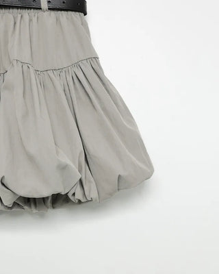 Belted voluminous mini skirt
