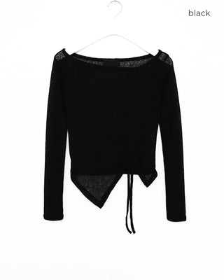 Side-shirred off-shoulder knit