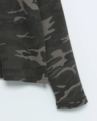 Camouflage Waffle Henley Neck T-Shirt