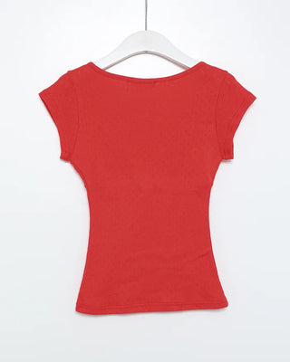 Punching Shirring Short-Sleeve T-Shirt