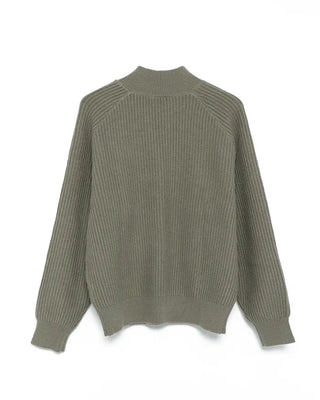 Shoulder button detail half-zip knit