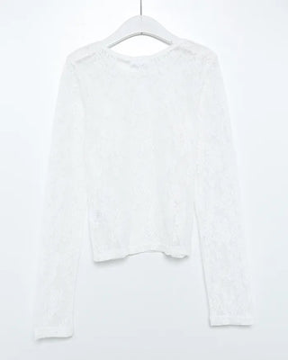 Tulle Flower See-Through Long T-Shirt
