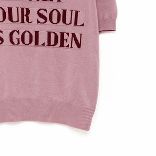 Lettering Half-Sleeve Knit