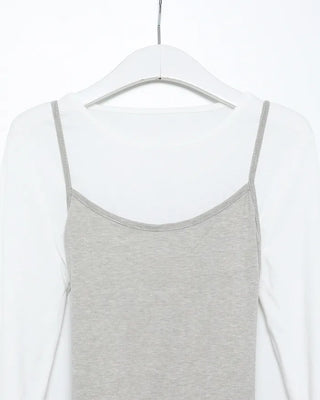 Waist tie camisole layered long-sleeve T-shirt